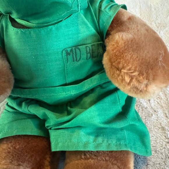 Vintage Dr Teddy MD Plush Bear green Medical Scrubs With Mask Walmart 16" tall - Picture 3 of 7